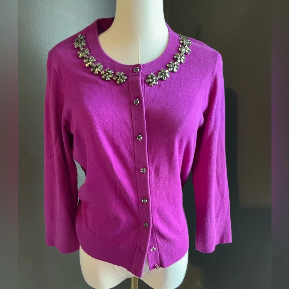 Kate Spade Purple Cardigan, Jewel Embellished, medium